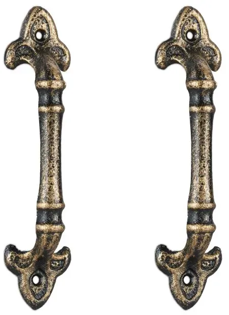 Relaxdays Möbelgriffe Vintage 2er Pack Gold,Schwarz