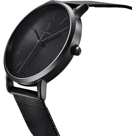 Alienwork Damen-Armbanduhr Quarz schwarz mit Metall Mesh Armband Edelstahl Ultra-flach dŸnn