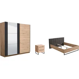 Home Affaire Schlafzimmer-Set HOME AFFAIRE "Sardinia", braun (artisan eiche), B/H: 160cm x 200cm, Schlafzimmermöbel-Sets, aus FSC-zertifiziertem Holzwerkstoff, Made in Europe