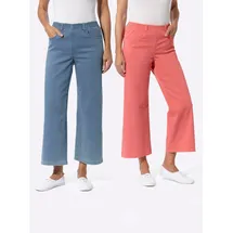 Classic Basics Bequeme Jeans CLASSIC BASICS, Damen, Gr. 48, Normalgrößen, bunt (blau, bleached, koralle), 97% Baumwolle, 3% Elasthan, unifarben, 7/8-Länge, Jeans
