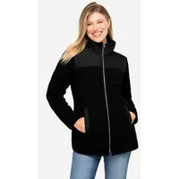 Laurasøn Sweatjacke Teddyjacke Stepp-Einsätze Stehkragen Zipper schwarz M