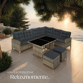 Tectake tectake® Rattan Lounge, für 6 bis 8 Personen, widerstandsfähig