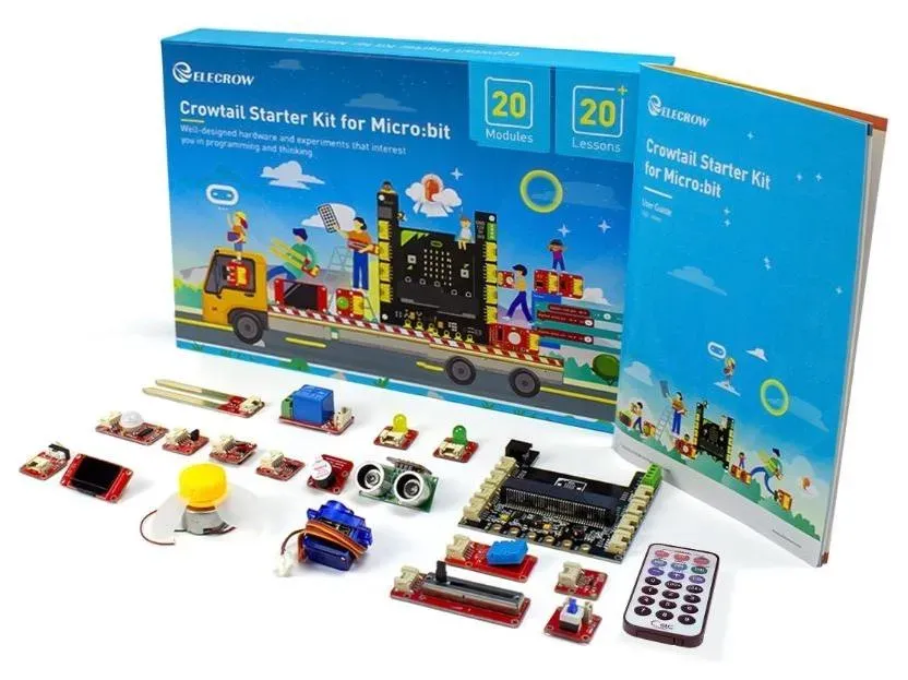 Elecrow Crowtail-Starter-Kit für micro:bit Plug & Play, 20 Module, Programmieren lernen mit Tutorial