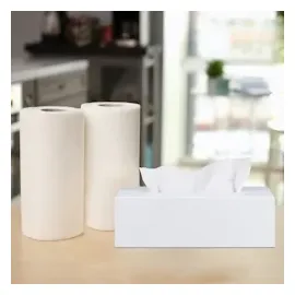 Relaxdays Tücherbox Bambus, Taschentuchbox mit Schiebeboden, Tissue Box für Taschentücher, HxBxT: 7,5 x 24 x 12 cm, weiß