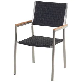 Beliani Gartenmöbel Set schwarz poliert 180 cm 6-Sitzer Stühle Rattan GROSSETO