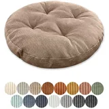 Lsjoaw Sitzkissen Rund 50cm Dicke 8cm 1 Stück Bodenkissen Rund Sitzpolster Stuhlauflage Sitzpolster Stuhlkissen Polster Auflage für Wohnzimmer Büro Konferenzraum Cordstoff (Hellbraun)
