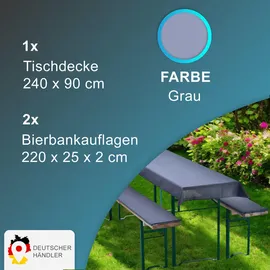 nyvi Bierbankauflagen Set 240 x 90 cm grau 3-tlg.