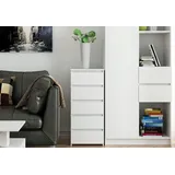 home collective Kommode mit fünf Schubladen, 92 cm hoch und 40 cm breit, Wohnzimmer, Schlafzimmer, Flur, Schrank, Sideboard, Highboard, viel Stauraum, weiß
