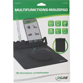 InLine Multifunktions-Mauspad mit Handy und Stifthalter, schwarz, faltbar