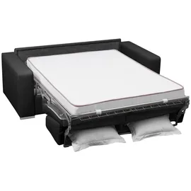 vente-unique Schlafsofa mit Matratze 3-Sitzer - 100% Büffelleder - schwarz - Matratze 16 cm - DELECTEA II