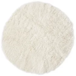 Wollteppich THEKO "FLOKOS 1250", beige (natur), H:40mm Ø:140cm, Wolle, Teppiche, original griechischer Flokati, Hochflor, Uni-Farben, reine Wolle