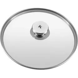 KLAMER Pfannendeckel 24 cm, Edelstahl Universal-Pfannendeckel für Pfannen und Töpfe, Glasdeckel spülmaschinengeeignet mit Überlaufschutz, Topfdeckel