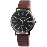 Excellanc Herren - Uhr Lederimitat Armbanduhr Datumsanzeige Analog Quarz 2900125