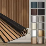 HEXIM Akustikpaneele Holz 278x60cm - Holzpaneele Wand Lamellenwand flexibel MDF Wandpaneele TV Wandverkleidung Holzwand Deko Holzoptik (1 Paneel / 1,67 m2 Teak - AP09)