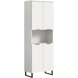 xonox.home Riff Hochschrank 70 x 193 cm Weiß/Schwarz Metall