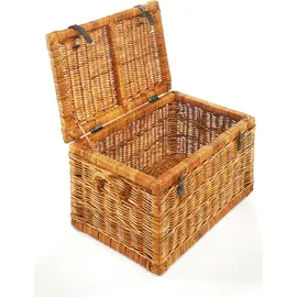 Kobolo Truhe Korbtruhe Sitztruhe - Rattan - lacak braun - mit Staufach - 70x45x40 cm