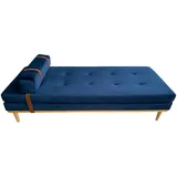 dynamic24 Daybed Samt blau Gästebett Tagesbett Bett Relaxliege Lounge