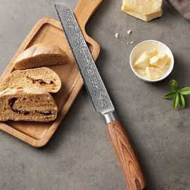 Wakoli Edib Pro 6er Damastmesser-Set I Holzbox I 8-20cm Klinge I Pakkaholzgriffe