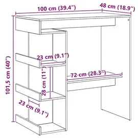 vidaXL Bartisch mit Regal 100 x 48 x 101,5 cm Braun