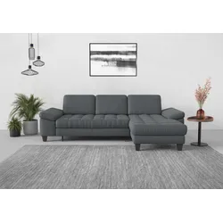 Ecksofa SIT & MORE "Westham L-Form", grau, B:275cm H:88cm T:172cm, 100% Polyester, Sofas, Recamiere, mit oder ohne Bettfunktion, Bettkasten, Füße wengefarben