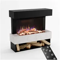 GLOW FIRE Elektrokamin PR5 E-Motion 3D, Elektrischer Kamin mit 3D Feuer mit Heizung, täuschend echte Flamme mit Heizung, 3 Dekorationen schwarz