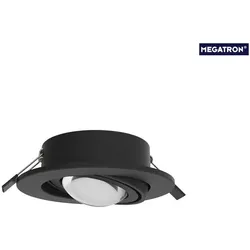 Megatron Einbau-Downlight-Set PLANEX, IP20, Ø7.5cm, inkl. POWERLENS LED GX53, 4.8W 2700K 420lm 60°, schwenkbar, schwarz MT76332