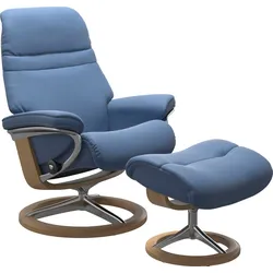 Relaxsessel STRESSLESS "Sunrise", blau (lazuli blau), Material Bezug, Ausführung Funktion, Größe B/H/T, Sessel, mit Signature Base, Größe S, Gestell Eiche