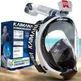 Die Preisgekrönte KAIMANA® Schnorchelmaske für Erwachsene & Kinder - absolut CO2 sicher - inkl. Tragetasche - Tauchermaske Erwachsene - Vollgesichtsmaske Tauchmaske