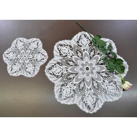 Stickereien Plauen Tischdecke Rosentraum Gr. 1 Ø 30 cm Weiß