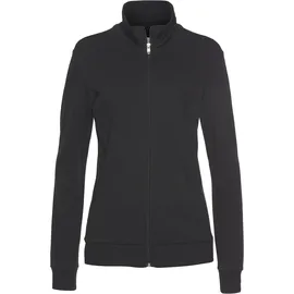 bench. loungewear Sweatjacke BENCH. LOUNGEWEAR, Damen, Gr. 36/38, schwarz, Interlock, Obermaterial: 100% Baumwolle, unifarben, Basic, Basic hüftlang, Rippbündchen, Sweatjacken Sweatjacke, mit glänzender Logostickerei am Stehkragen, Loungewear