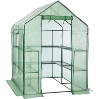 LARMNEE Gewächshaus, Foliengewächshaus, Tomatenhaus, Begehbares tomatengewächshaus, PE Gitterfolie, 10 Regalen und 2 Fenster, Stabil, Garten, Balkon, 145 x 141 x 198 cm, Grün EGN12GH02
