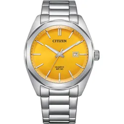 Quarzuhr CITIZEN, silber (silberfarben, gelb), Armbanduhren, Damen, Armbanduhr, Damenuhr, Herrenuhr, Edelstahlarmband, analog, Tag