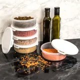 Frischhaltedosen mit Deckel, 5x Rund 650ml, Vorratsdosen mit Deckel, Gefrierdosen, Brotdose, Vorratsdosen, Dosen, Brotdosen, Vorratsbehälter, Vorratsdose, Essensbox, Food Container, Dosen mit Deckel