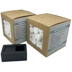OIO NATURA Komprimierte biologisch abbaubare Tücher von OIO (Packung mit 400 Stück) + Keramiksockel One