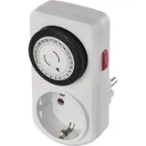 EMOS Mechanische Zeitschaltuhr Schuko mit Schalter, programmierbare Indoor Steckdose mit 48 Zyklen je 30 Minuten, erhöhter Berührungsschutz, weiß