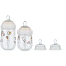 Mepal Starterset Babyflaschen Mio 4-teilig - Sunshine & Rainbow, Transparent