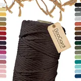 BooGardi Makramee Garn · Dunkelbraun 5mm x 100m · 3mm oder 5mm · viele Farben · Baumwollkordel · Baumwollgarn · DIY Bastelkordel · Kordelband
