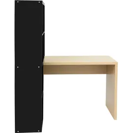 OTTO home Regal-Schreibtisch OTTO HOME "Triest, Computertisch mit Raumtrenner, Breite 156 cm", eichenfarben, schwarz, schwarz, eiche, B:156cm H:146cm T:59cm, Tische, Regalelement flexibel montierbar, 6 Fächer, Tischbreite 120 cm