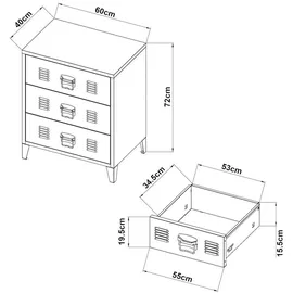 [en.casa] Metallschrank Hämeenlinna 72x60x40cm Weiß