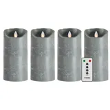 SOMPEX Flame LED Echtwachskerzen 4 Kerzen 18 cm grau