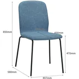 Albatros Esszimmerstühle 4er Set blau - stapelbar, bequemer Polsterstuhl - Eleganter Küchenstuhl, Stuhl Esszimmer oder Esstisch Stuhl, Konferenzstuhl , Stückzahl:4, Farbe:Blau