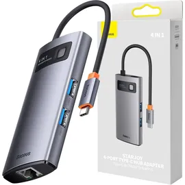 Baseus Metal Gleam 4in1 Hub, USB-C zu 3x USB 3.1 + USB-C PD + Ethernet RJ45