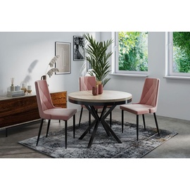 WFL GROUP Runder Ausziehbarer Esstisch - Loft Style Tisch mit Metallbeinen - 100 bis 180 cm - Industrieller Quadratischer Tisch für Wohnzimmer - Kompakt - 100 cm - Eiche Sonoma