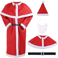 BAKAJI Kostüm Anzug Weihnachtsmann für Erwachsene Herren Verkleidung Strapazierfähig Weihnachten Santa Claus mit Bart Jacke Gürtel Schal Zubehör 5 Stück, Einheitsgröße