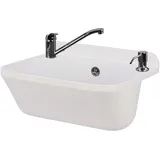 Waschbecken Ausgussbecken 46,5 cm Weiß Granit Polystyrol Haushaltsspülbecken Spü