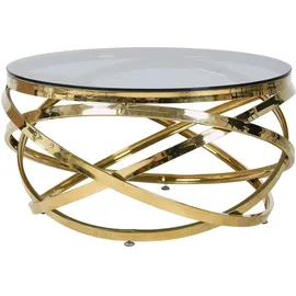 SalesFever Couchtisch SALESFEVER "mit Design-Gestell in Stainless Steel für stilvolles Wohnen", gold (gold, grau, gold, grauglas), B:80cm H:42cm T:80cm, Metall, Sicherheitsglas, Tische, Couchtisch, Gestell gefertigt aus rostfreiem Edelstahl