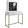 lookway Schminktisch, BLANCO GOLD mit Spiegel und Beleuchtung Weiß, Kristallgriff