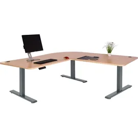 MCW Eckschreibtisch D40 hellbraun / anthrazit-grau