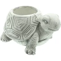 Dekoleidenschaft Pflanzer Schildkröte aus Fiberglas, grau, Pflanzgefäß, Pflanztopf, Blumentopf,