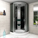 SeniorBad Dampfdusche Duschtempel Sauna Dusche Duschkabine D46-13M3-EC 90x90 c - Schwarz